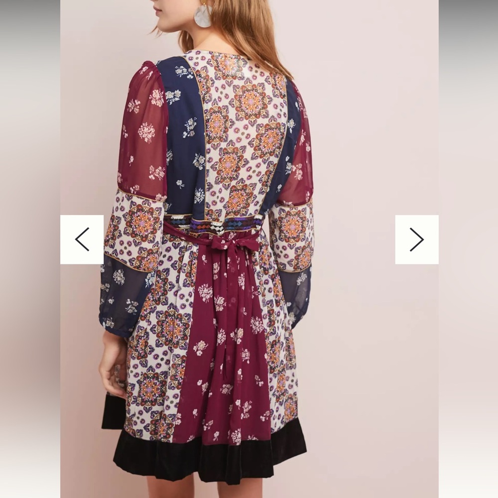 Anthropologie Maeve Quartier Dress Patchwork Renaissance Boho Artsy Party XS - Picture 2 of 13